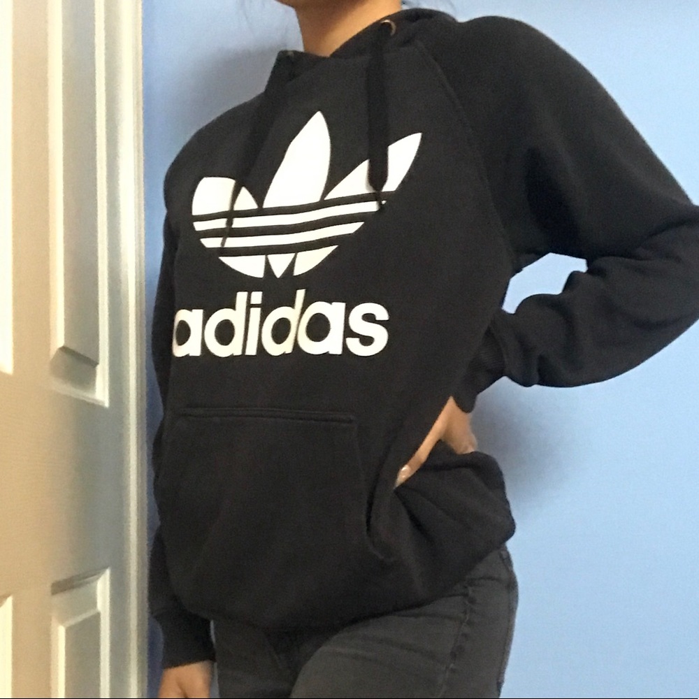 Adidas black logo hoodie